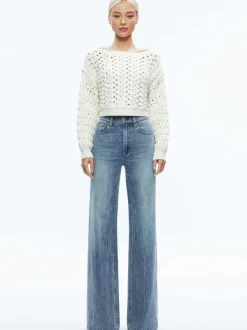 Women Alice and Olivia Allene Cable Knit Crewneck