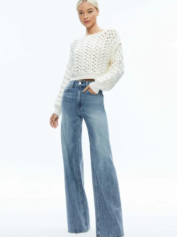 Women Alice and Olivia Allene Cable Knit Crewneck