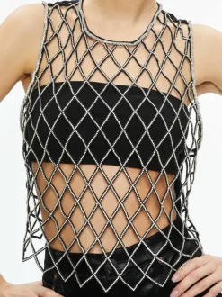 Women Alice and Olivia Amal Embellished Tank With Bandeau