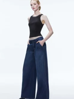 Women Alice and Olivia Anders Low Rise Pleated Jean