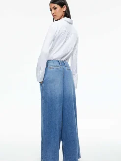 Women Alice and Olivia Anders Low Rise Pleated Jean