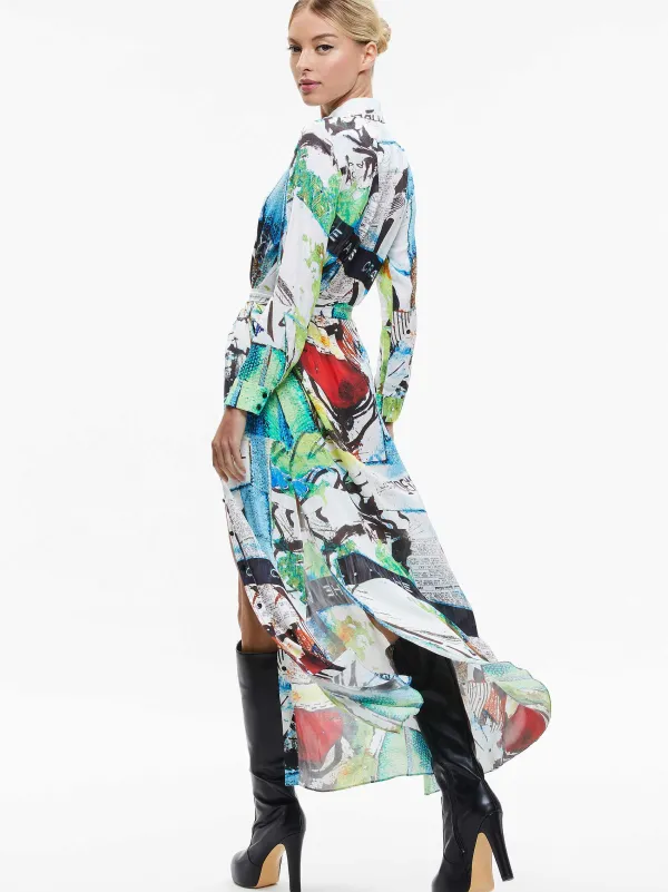 Women Alice and Olivia A+O X Basquiat Chassidy Maxi Shirt Dress