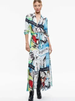 Women Alice and Olivia A+O X Basquiat Chassidy Maxi Shirt Dress