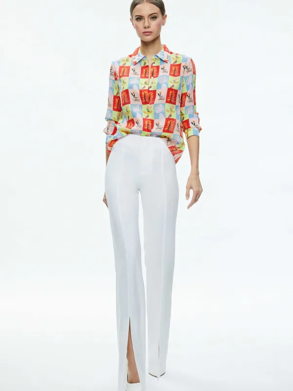 Women Alice and Olivia A+O X Oris Eddu Willa Placket Top