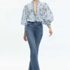 Women Alice and Olivia April Pleated Blouson Sleeve Top