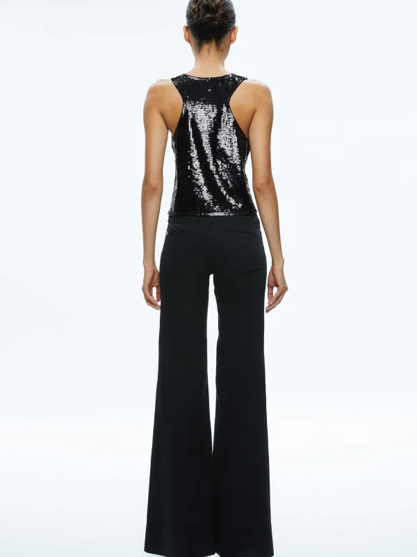 Women Alice and Olivia Avril Sequin Boxy Tank