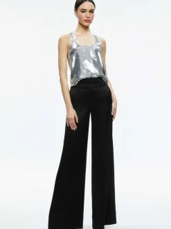 Women Alice and Olivia Avril Sequin Boxy Tank