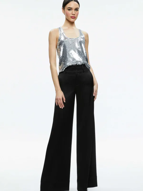 Women Alice and Olivia Avril Sequin Boxy Tank