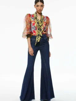 Women Alice and Olivia Beautiful Seamed Wide Leg Jean