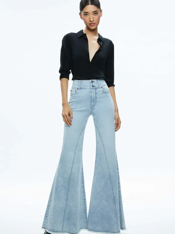 Women Alice and Olivia Beautiful Seamed Wide Leg Jean