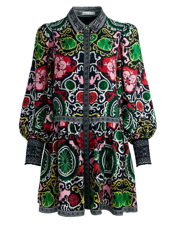 Women Alice and Olivia Bertha Blouson Sleeve Mini Dress