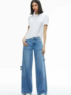 Women Alice and Olivia Braden Drop Shoulder Tee