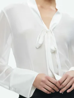 Women Alice and Olivia Brady Oversized Button Down With Bow Tie