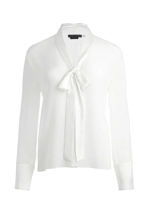 Women Alice and Olivia Brady Oversized Button Down With Bow Tie