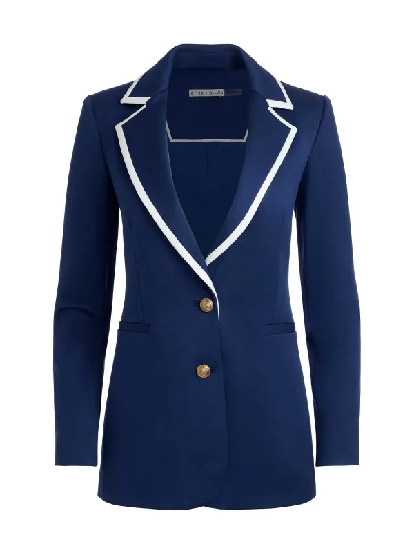 Women Alice and Olivia Breann Long Fitted Two Button Blazer