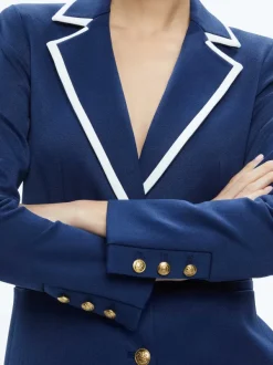 Women Alice and Olivia Breann Long Fitted Two Button Blazer
