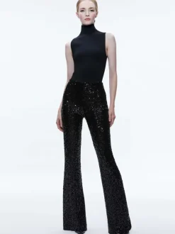 Women Alice and Olivia Breann Sequin Fitted Blazer + Lara Sequin Bootcut Pant