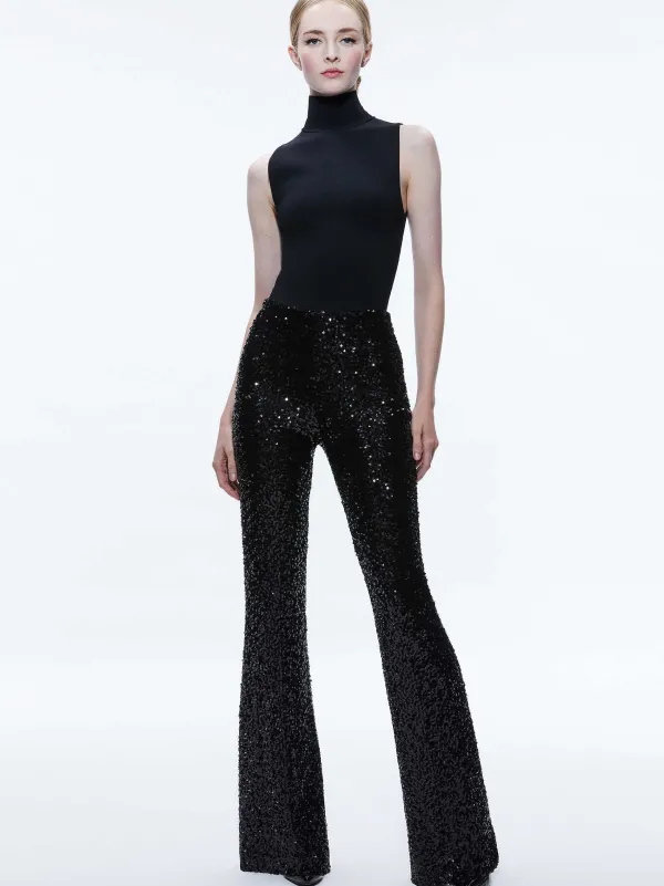 Women Alice and Olivia Breann Sequin Fitted Blazer + Lara Sequin Bootcut Pant