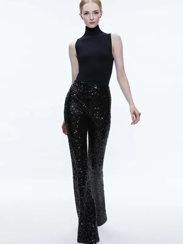 Women Alice and Olivia Breann Sequin Fitted Blazer + Lara Sequin Bootcut Pant
