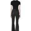 Women Alice and Olivia Brent High Waisted Leather Bell Pant