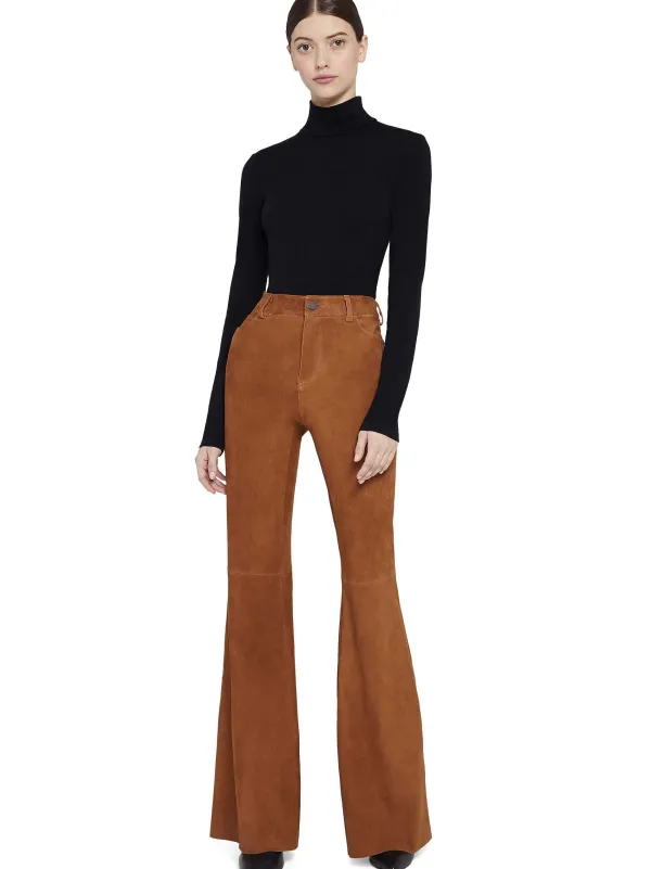 Women Alice and Olivia Brent High Waisted Suede Pant