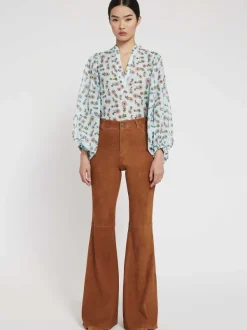Women Alice and Olivia Brent High Waisted Suede Pant