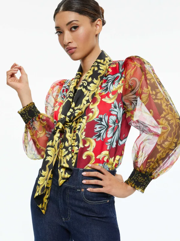 Women Alice and Olivia Brentley Tie Neck Blouse