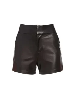 Women Alice and Olivia Cady High Waisted Leather Short