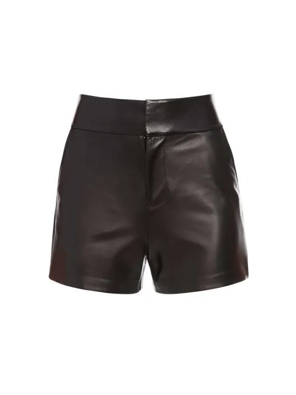 Women Alice and Olivia Cady High Waisted Leather Short