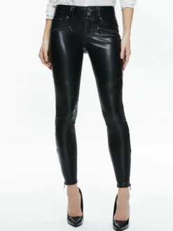 Women Alice and Olivia Cammy Vegan Leather Ultra Low Rise Moto Pant