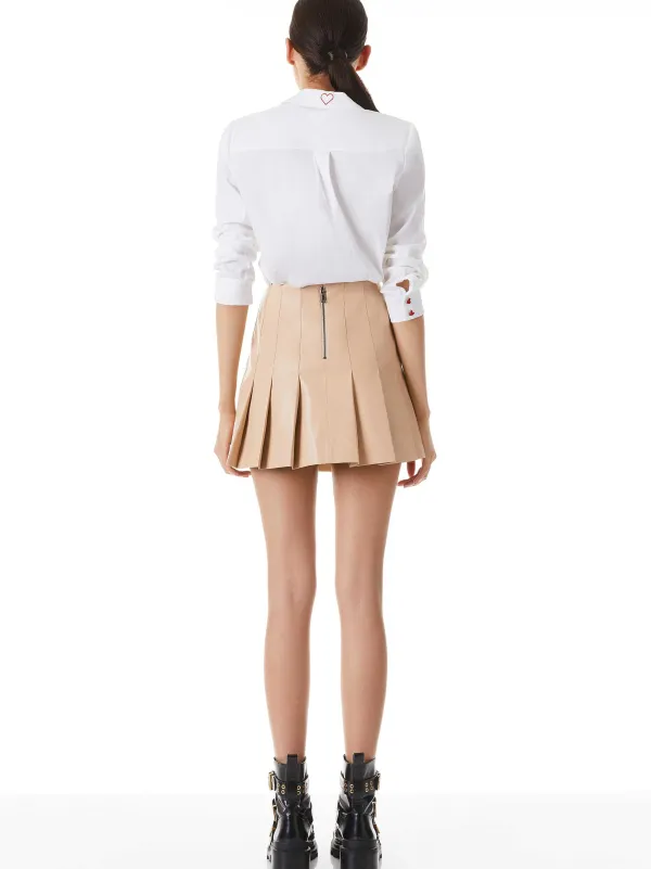 Women Alice and Olivia Carter Pleated Vegan Leather Mini Skirt