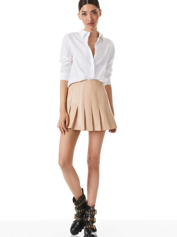 Women Alice and Olivia Carter Pleated Vegan Leather Mini Skirt