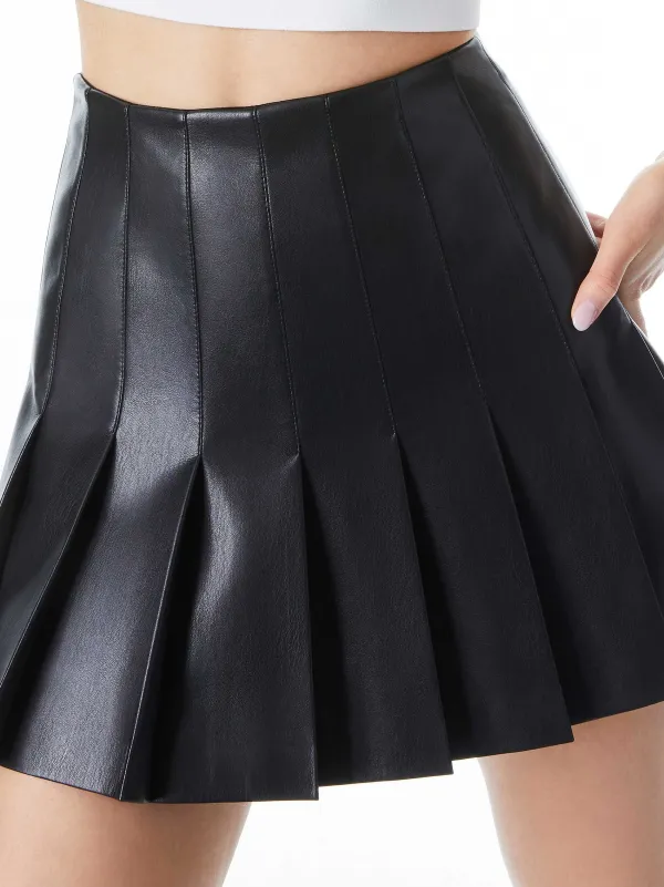 Women Alice and Olivia Carter Pleated Vegan Leather Mini Skirt