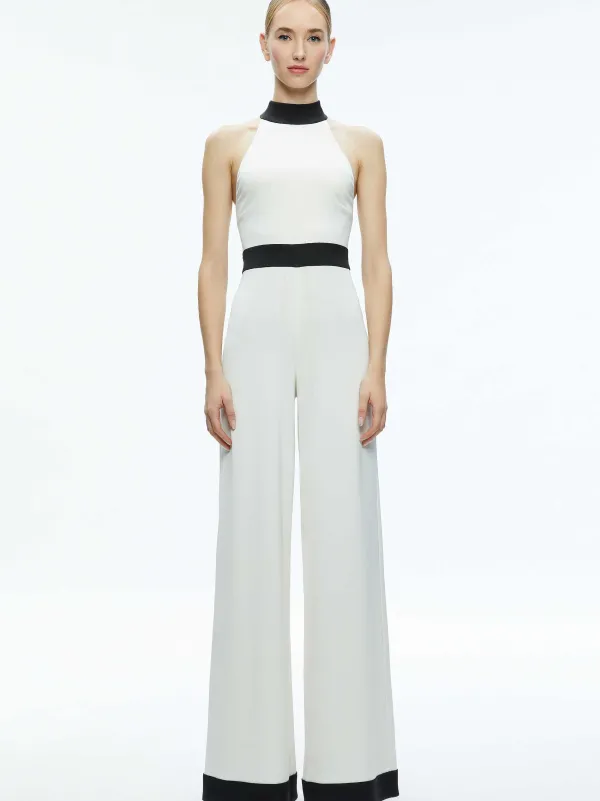 Women Alice and Olivia Cataline High Neck Wide Leg Jumpsuit
