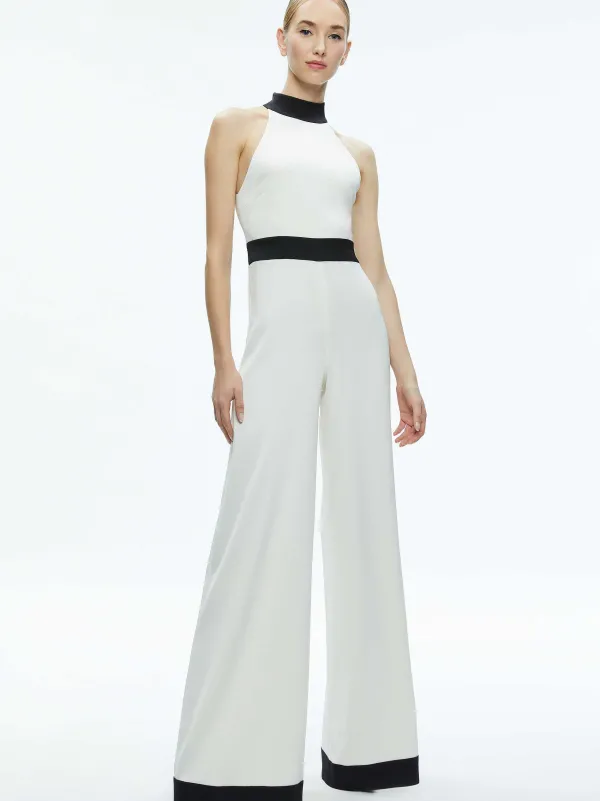 Women Alice and Olivia Cataline High Neck Wide Leg Jumpsuit