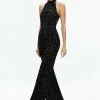Women Alice and Olivia Cataline Sequin High Neck Wide Leg Jumpsuit