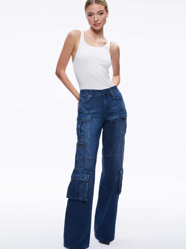 Women Alice and Olivia Cay Baggy Cargo Jeans