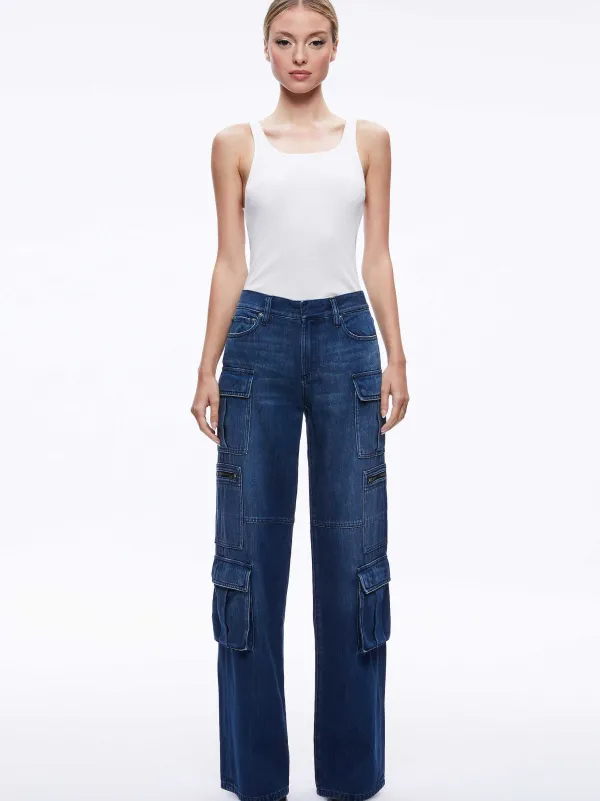 Women Alice and Olivia Cay Baggy Cargo Jeans