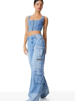 Women Alice and Olivia Cay Baggy Cargo Jeans