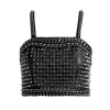 Women Alice and Olivia Ceresi Chain Strap Studded Top