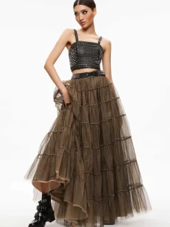 Women Alice and Olivia Ceresi Chain Strap Studded Top