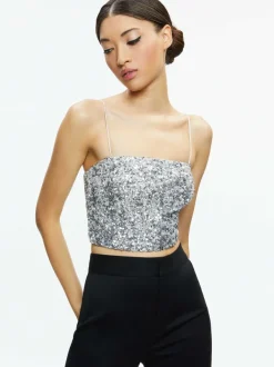 Women Alice and Olivia Ceresi Sequin Bandeau Crop Top