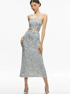 Women Alice and Olivia Ceresi Sequin Bandeau Crop Top + Maeve Sequin Slip Skirt