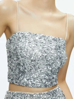 Women Alice and Olivia Ceresi Sequin Bandeau Crop Top + Maeve Sequin Slip Skirt