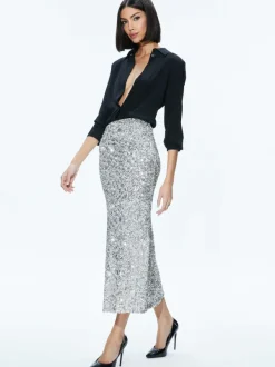 Women Alice and Olivia Ceresi Sequin Bandeau Crop Top + Maeve Sequin Slip Skirt