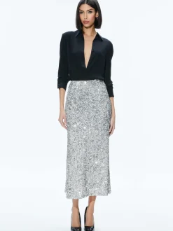 Women Alice and Olivia Ceresi Sequin Bandeau Crop Top + Maeve Sequin Slip Skirt