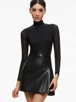 Women Alice and Olivia Chara Vegan Leather Mini Dress