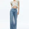 Women Alice and Olivia Charline Ruffle Cropped Top