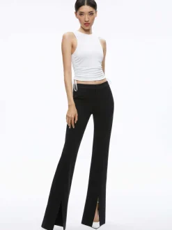 Women Alice and Olivia Chrissy Crewneck Ruched Crop Top
