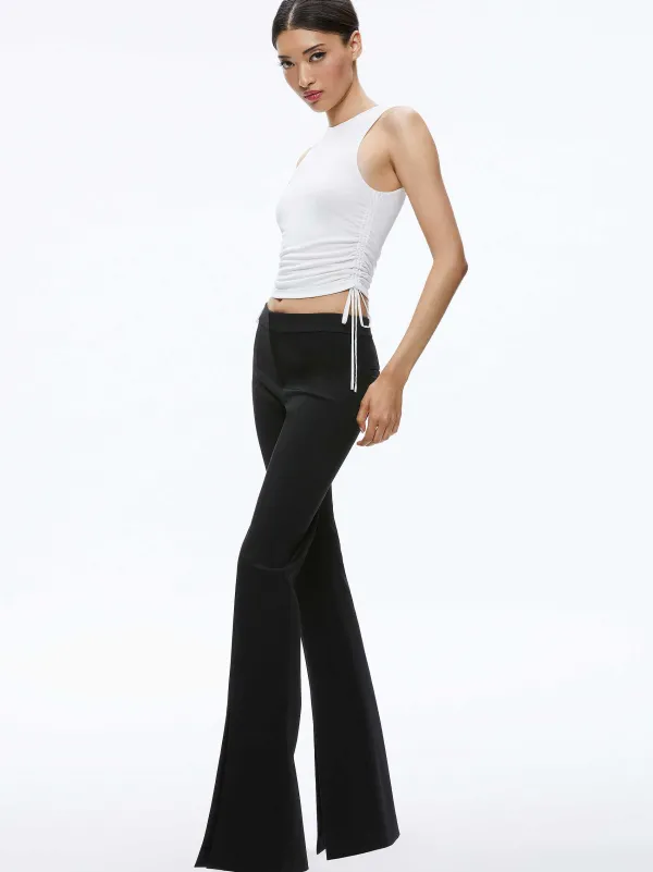 Women Alice and Olivia Chrissy Crewneck Ruched Crop Top